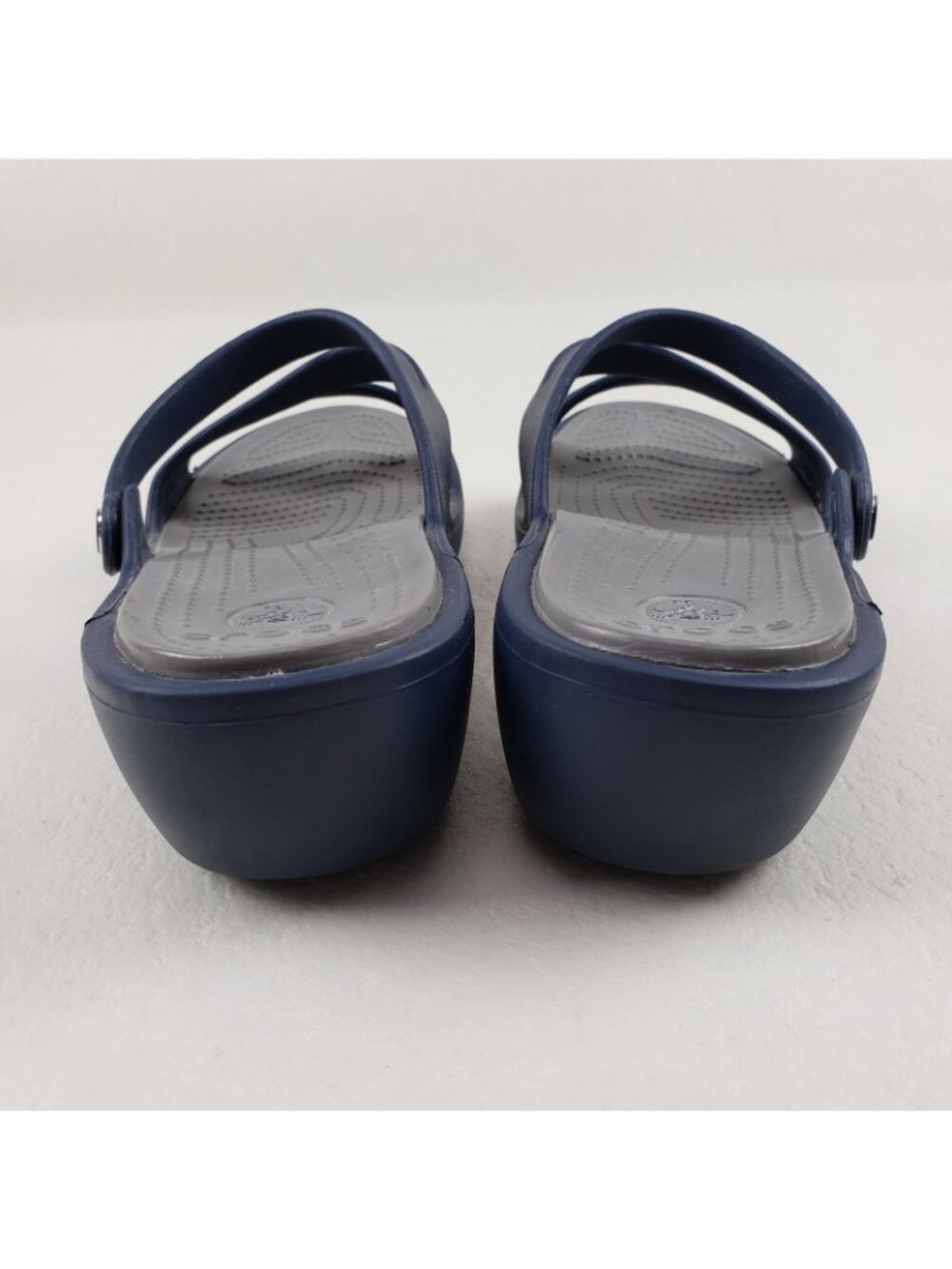 Crocs Patricia Slide Wedge Sandal Womens 10 Blue Strappy Slip On Comfort Shoe - Picture 8 of 13